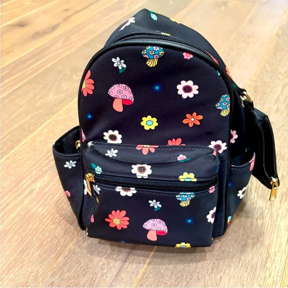 Floral and Mushroom Print Backpack with wallet. New